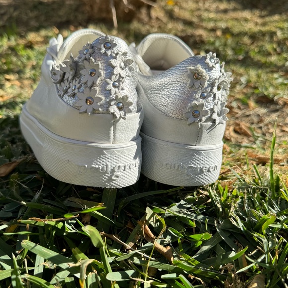 PAUL GREEN White Leather sneakers floral detail on back size US 5.5 - Picture 7 of 13